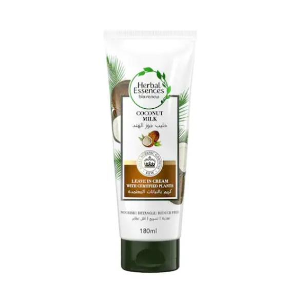 Herbal Essences Bio Renew Coconut Milk Leave-In Conditioner with Certified Plants to Reduce Frizz, Nourish and Detangle Hair, Sulfate Free - 180 ml