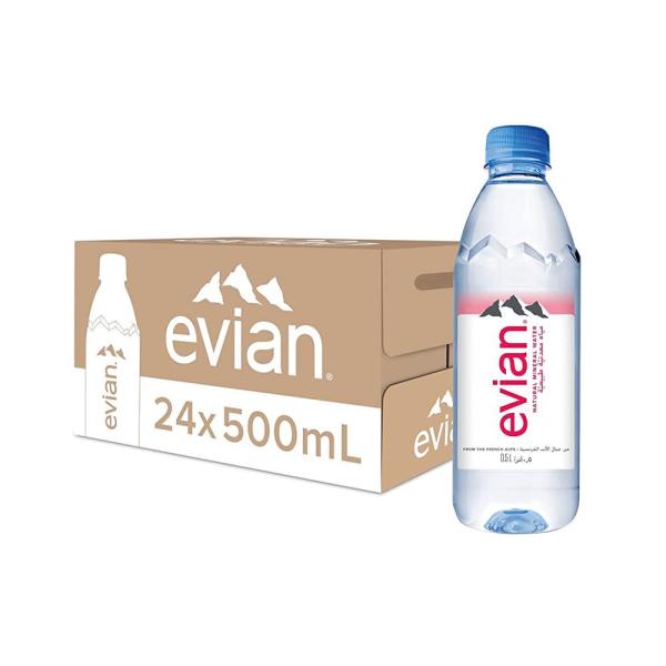 Evian Natural Mineral Water, PET bottle - 500 ml