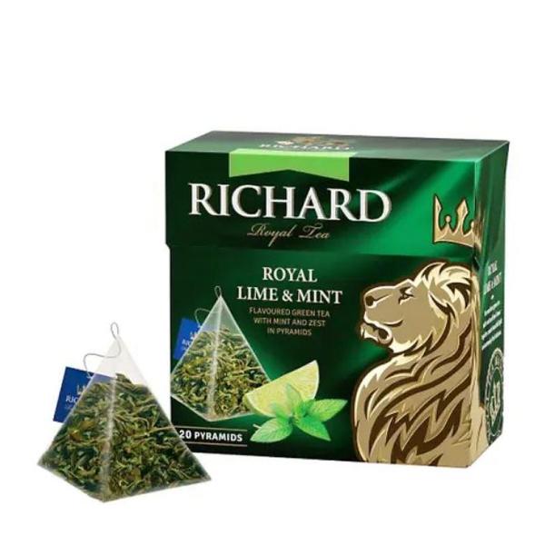 Richard Royal Lime and Mint, Green Tea - 20 Pyramid Tea Bags