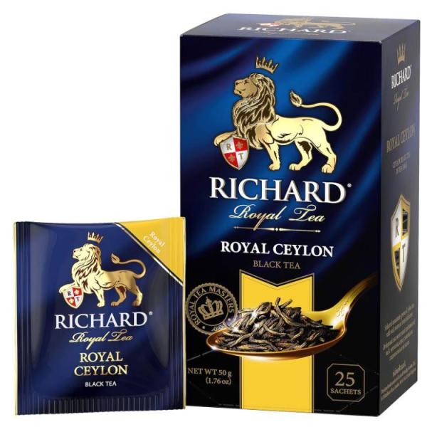 Richard Tea Royal Ceylon, Black Tea in Sachets - 25 Tea Bags